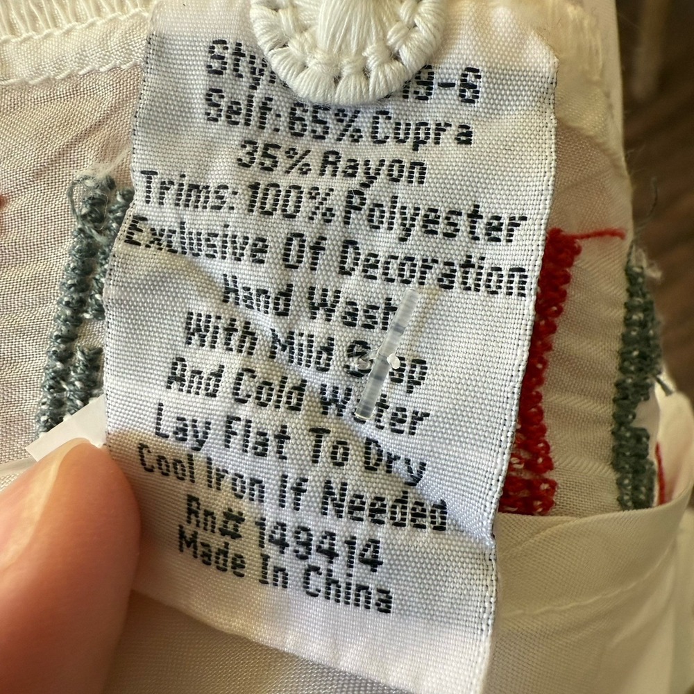 Biya by Johnny Was Small Zazu Cupra Blouse White Floral Embroidered Boho Top - Picture 8 of 9